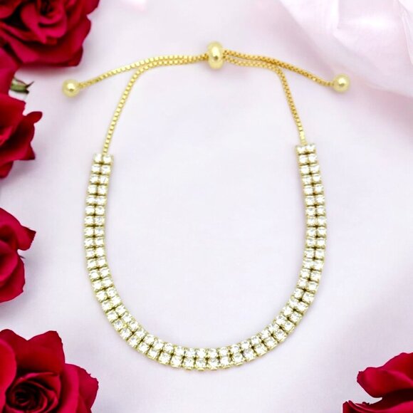 Nicola Parisi 14kt Plated Cubic Zirconia Tennis Style Slider Bracelet - NIB - Picture 2 of 7